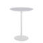 Table contemporaine transformable en table à manger ou en bar, en métal blanc et bois blanc.