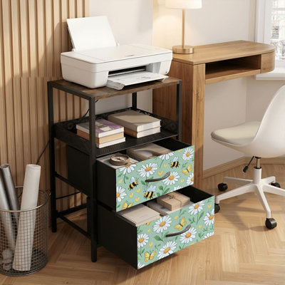 Table de chevet 2 tiroirs avec station de charge, table de chevet de chambre à coucher avec ports USB et prises USB