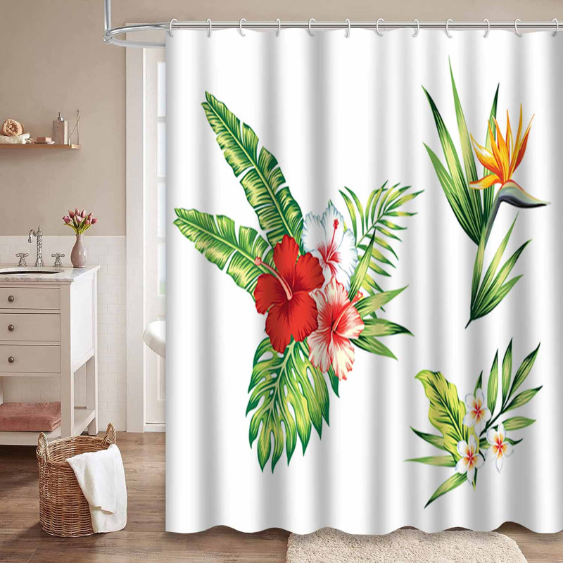 Rideau de douche imperméable Hibiscus Hawaiian, L 72 po x l 72 po