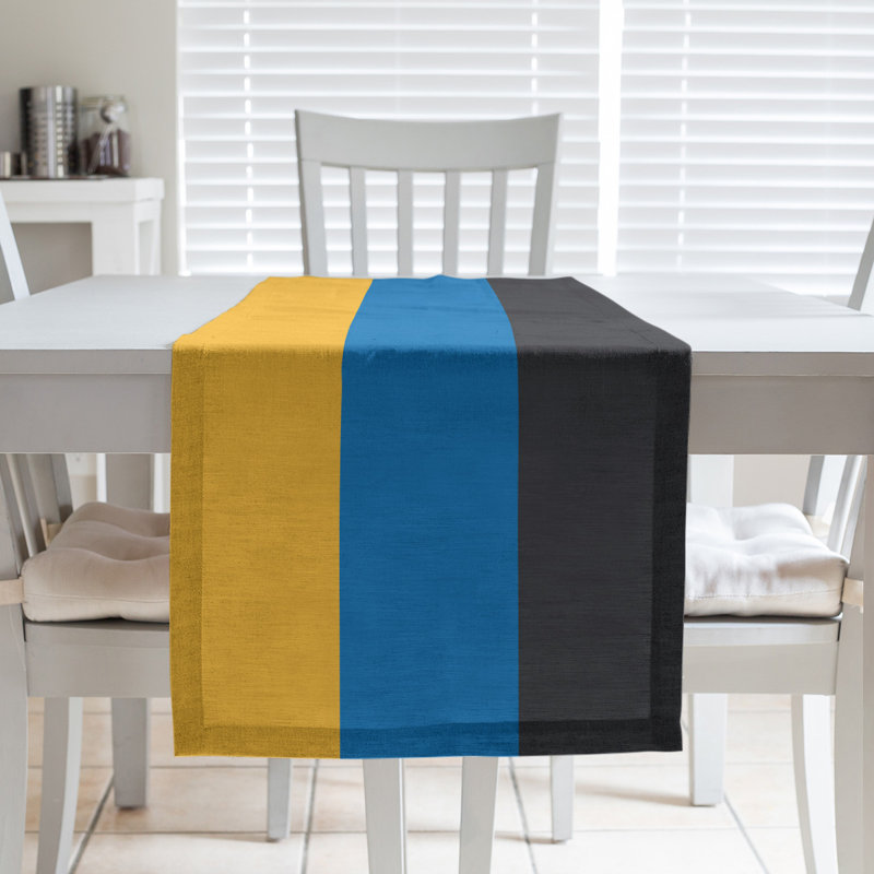 Golden State Basketball Table Runner, Golden Yellow/Royal Blue/Slate, Cotton Twill, 72" L x 16" W