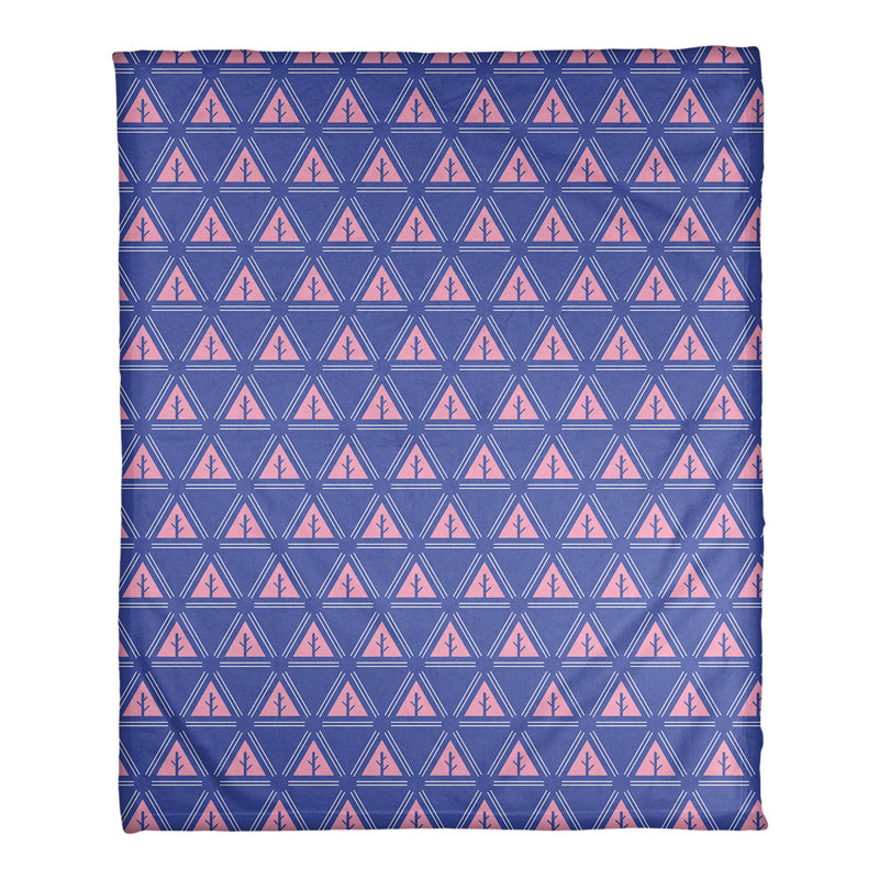 Couverture polaire minimal trees, l 50 po x L 60 po, Bleu / Rose