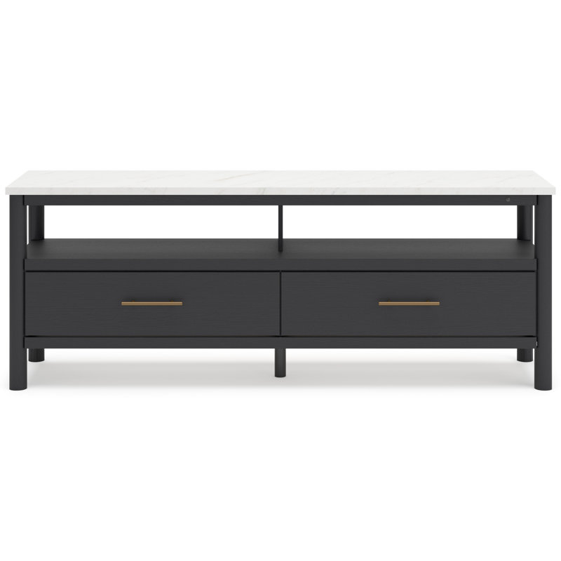 Cadmori 72" Black and White Faux Marble TV Stand