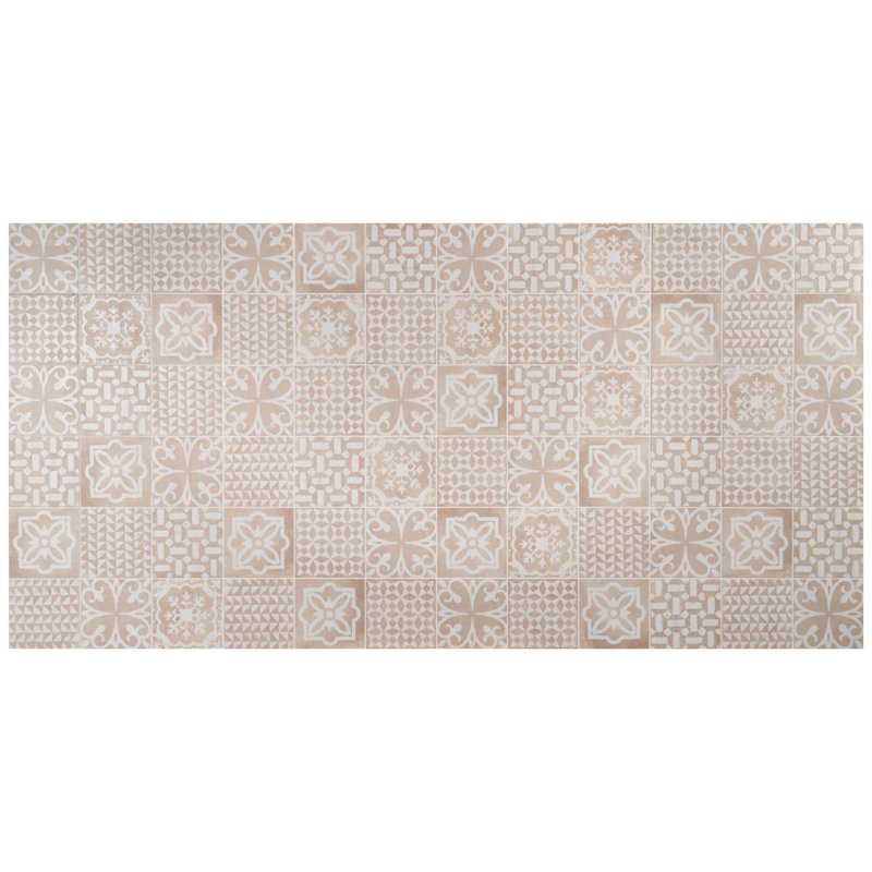 Angela Harris Mediterra Kasma Terra Crema Decor 8X8 Matte Porcelain Tile