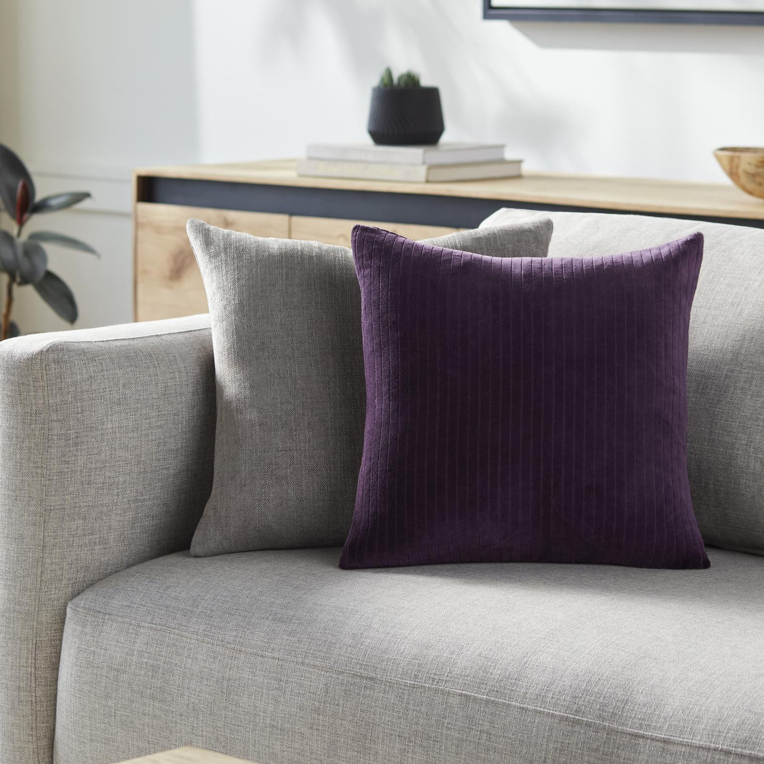 22" x 22" Cotton Pillow Cover, Pillow Cover Only - No Insert, Plum, 18" x 18"