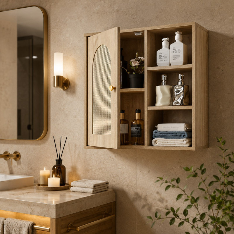 Bathroom Wall Cabinet Over Toilet Storage Medicine Cabinet Door & Shelves