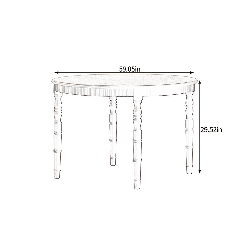 Table de salle à manger en bois massif de style traditionnel, H 29,52 po x L 59,05 po x l 59,05 po