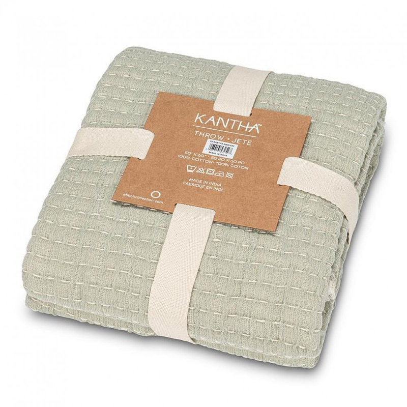 Overstitch Sage Green Throw