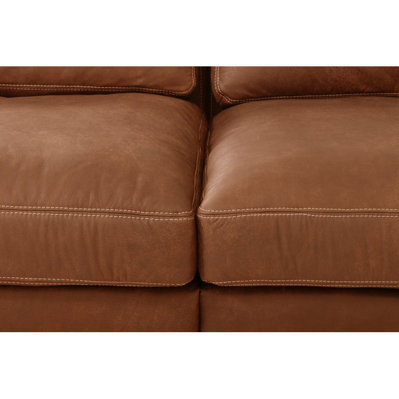 Parven II 4 Seater Genuine Aniline Leather Big Sofa, Tan