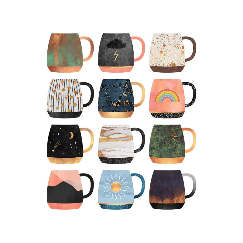Collection « coffee Cup collection II » par Elisabeth Fredriksson-impression d’art graphique, H 26 po x l 26 po x P 1,5 po