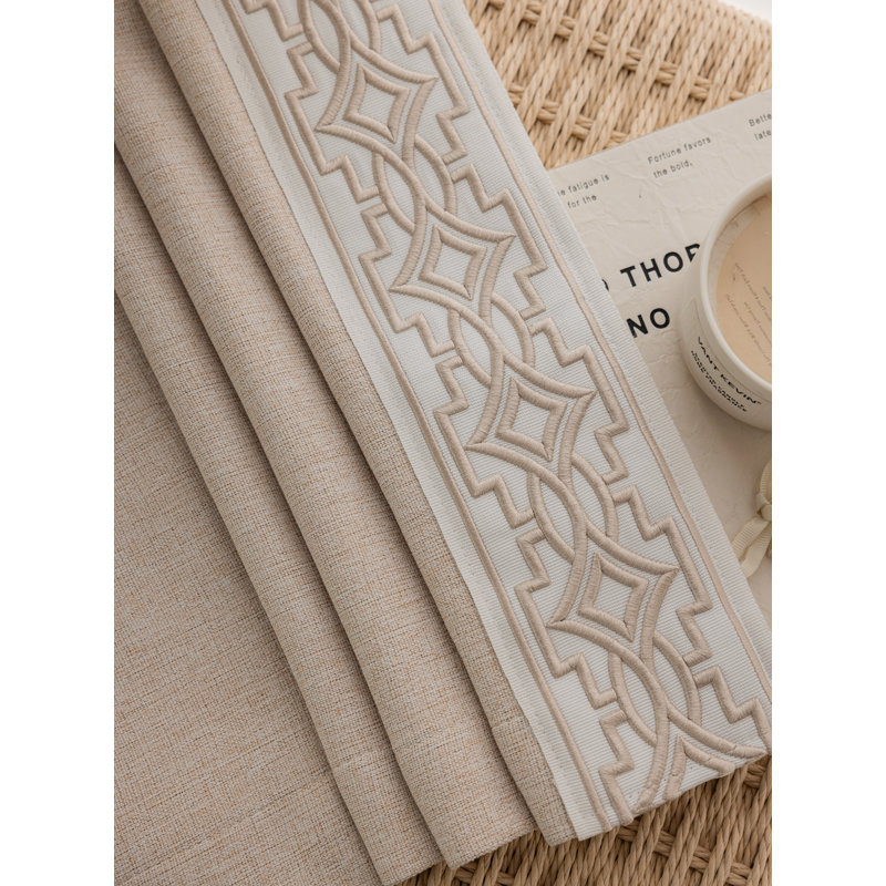 Annabelle Cotton Blend Blackout Curtain Pair, 50" W x 108" L, Soft Beige/Warm Oatmeal
