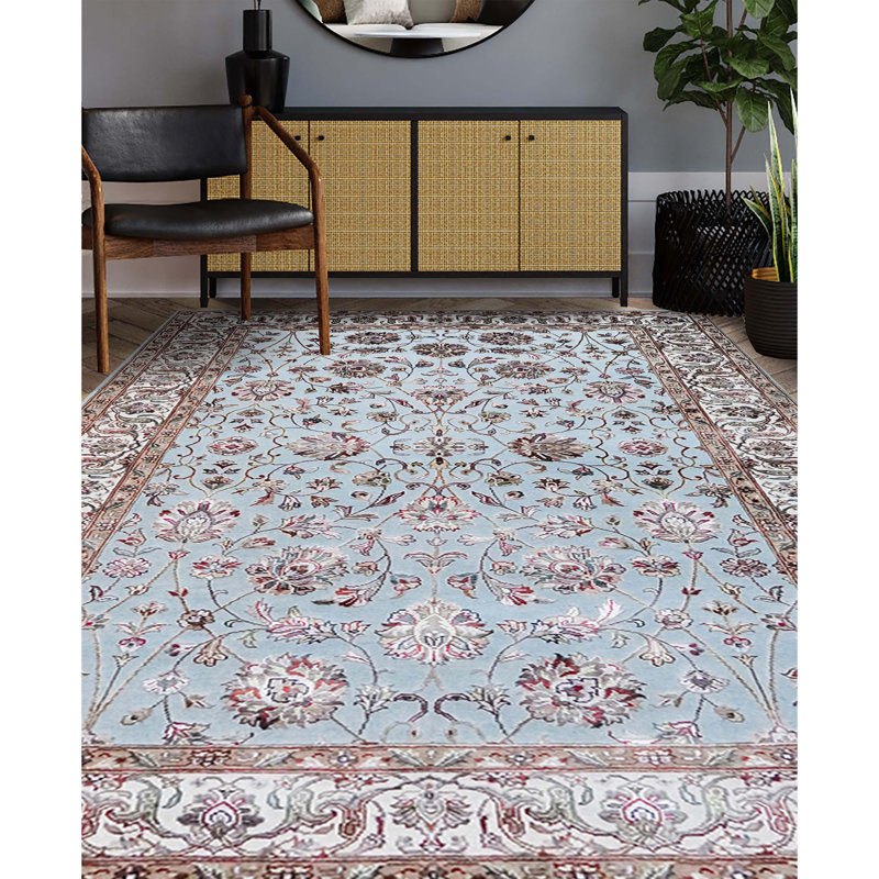Hand Woven Wool Area Rug, Rectangle 5' x 8'