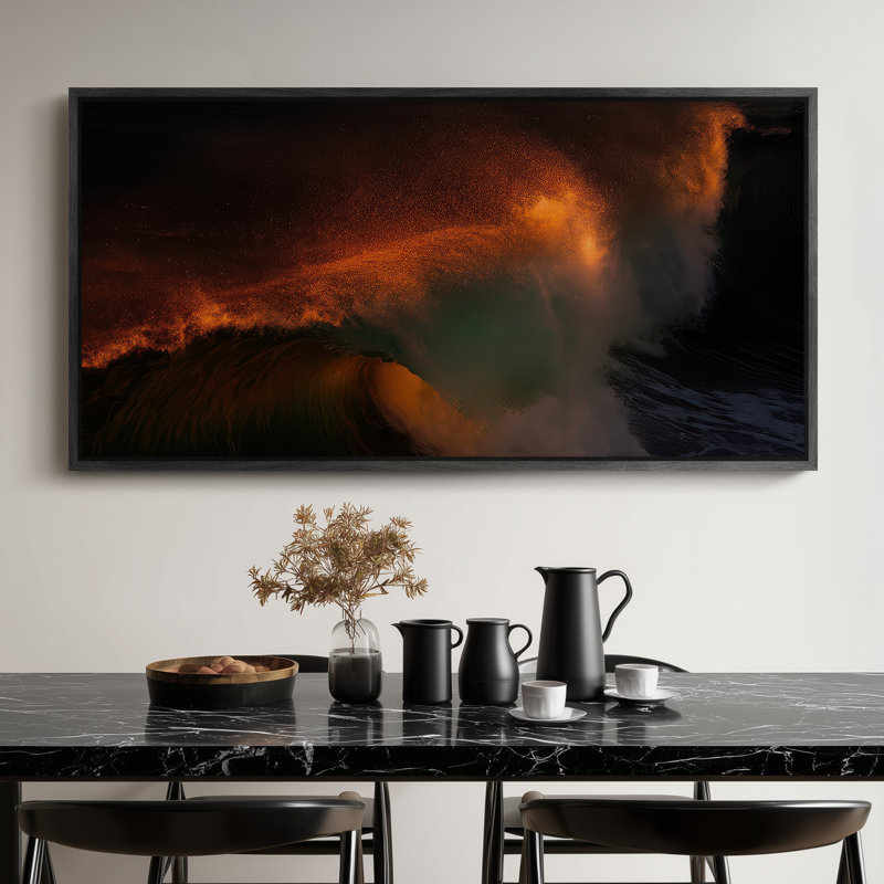 Très grand art mural rétro encadré pour art classique, H 30 po x l 60 po, Noir