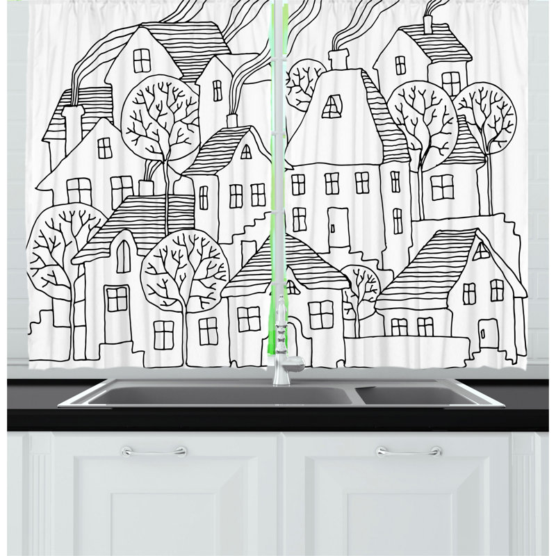 No Pattern and Not Solid Color Pointed Kitchen Curtain