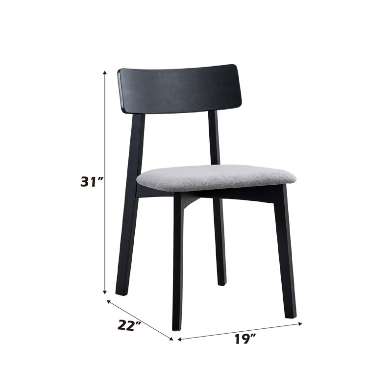 Chaise d'appoint en lin véritable gris et finition noire