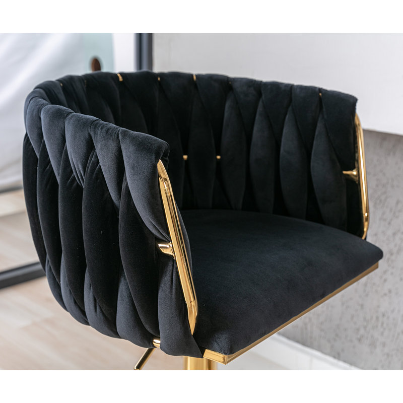 Tabouret de bar pivotant à hauteur réglable avec repose-pieds, Noir, Taille du paquet: 1