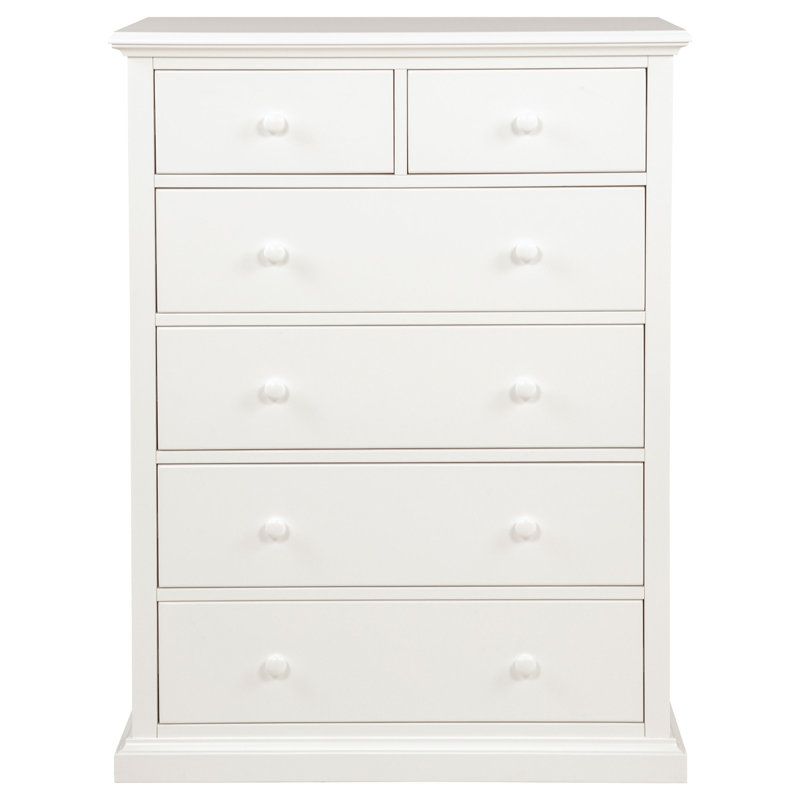 Commode de chambre blanche à 6 tiroirs, Blanc