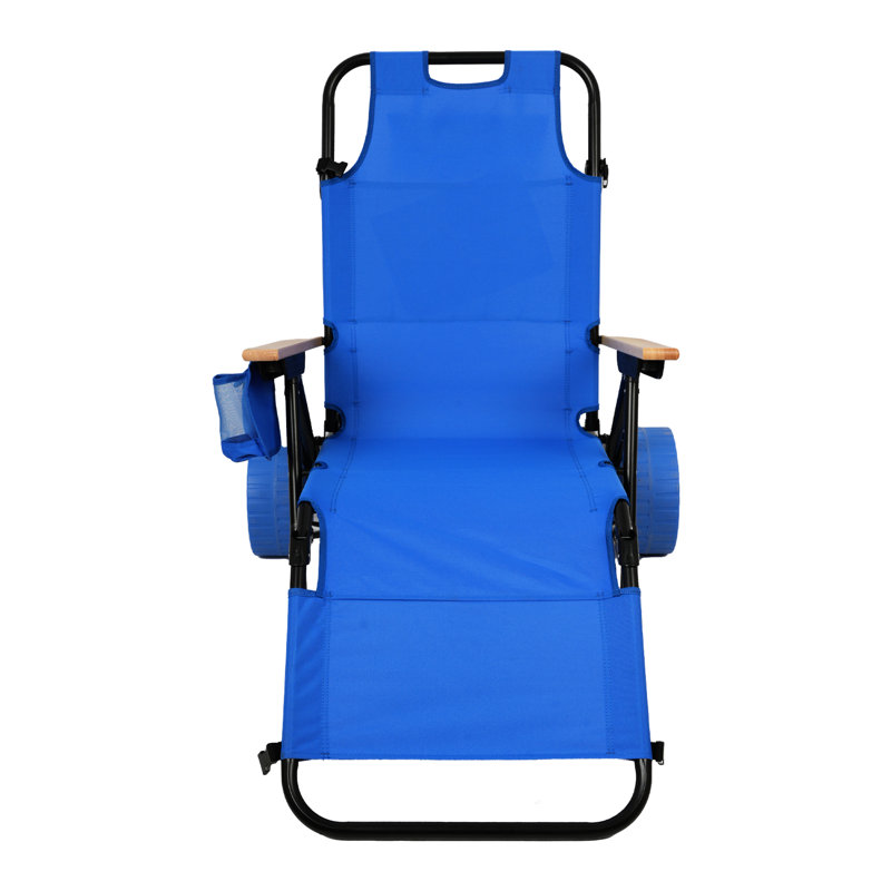 Chaise pliante de chariot de plage - pour le confort extérieur avec le siège de chariot, Bleu clair