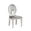 2 pièces de chaises d'appoint de salle à manger formelles argentées de style contemporain avec sièges rembourrés, dossier en forme de trou de serrure et siège de décor de carreaux de miroir, décorations