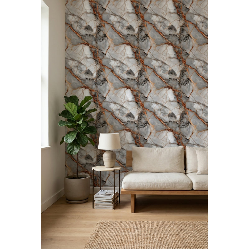 Marble Wallpaper Veining Gray Wall Mural