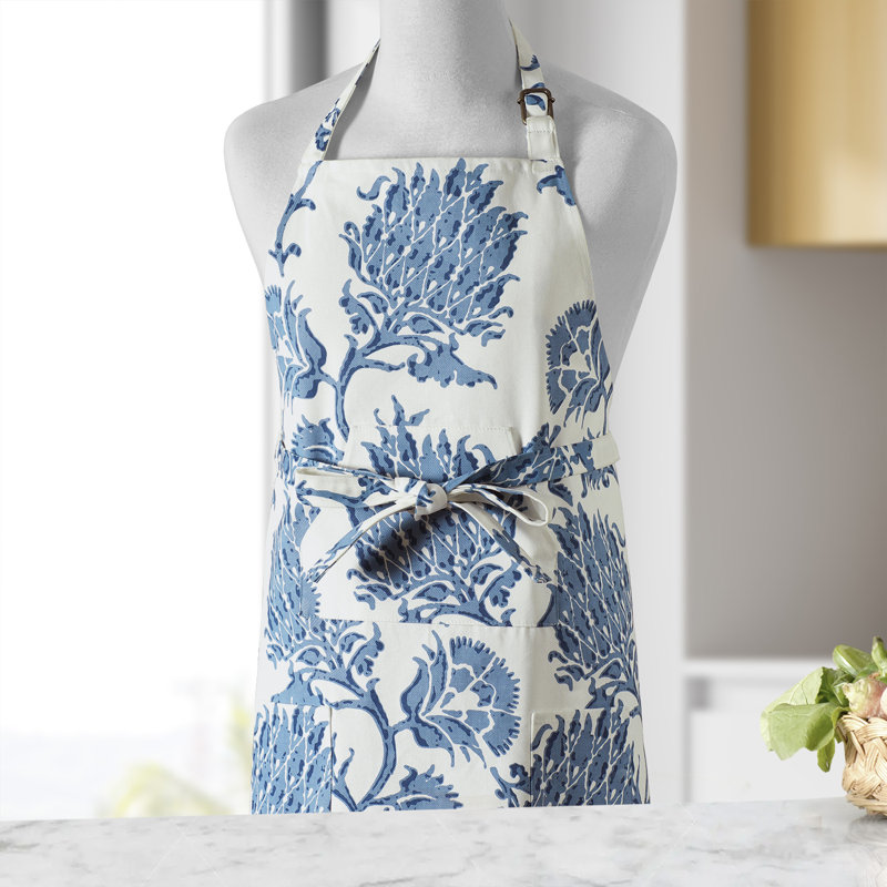 Printed Cotton Kitchen Apron with Pockets Adjustable