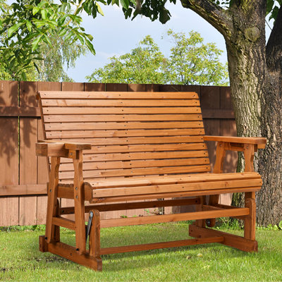 Solid Wood Two-Person Patio Glider