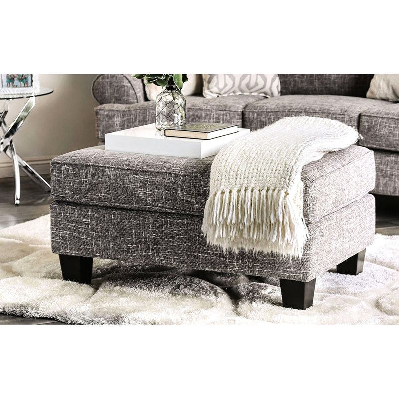Revêtement transitionnel gris en toile de jute avec siège à coussins carrés, pieds fuselés, conception conversationnelle et coussins de dossier ajustés, H 40 po x l 25 po x H 19 po