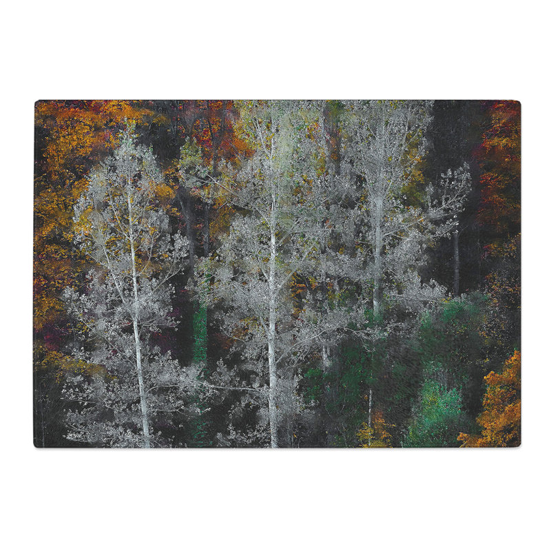 Tempered Glass Autumn Trees in Switzerland Painting Chopping Board, 28.5 cm x 39 cm