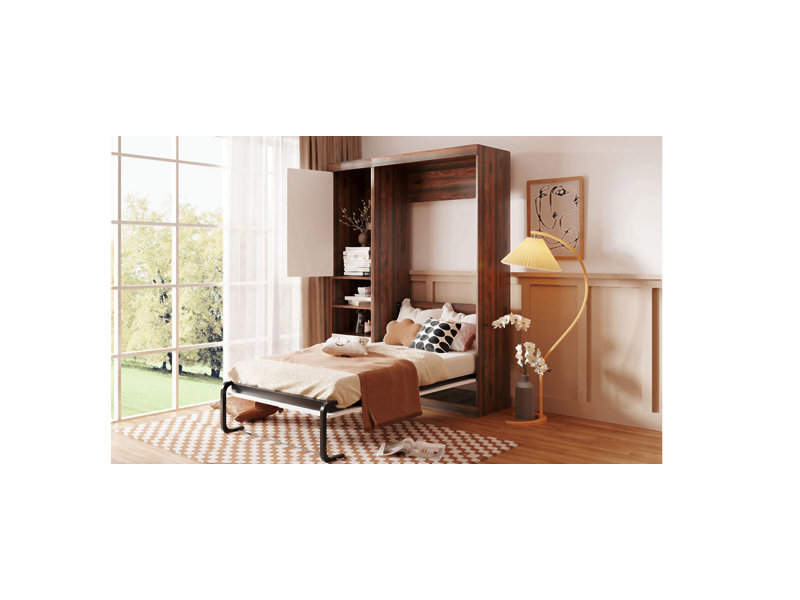 Murphy Bed Wall Bed With Cabinet,White