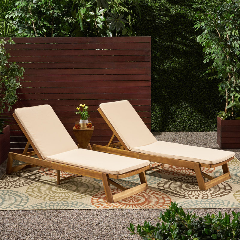 Chaise longue inclinable avec coussin Vinita, Crème, crème, Naturel, 2
