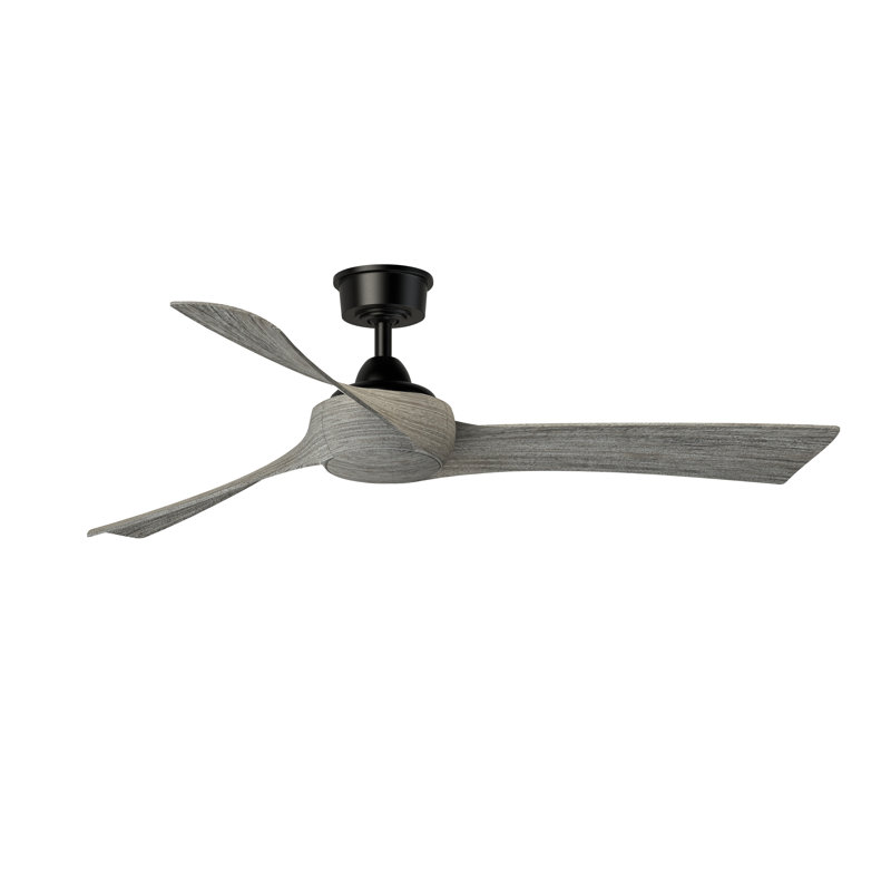 Wrap Custom 56 inch Indoor/Outdoor Ceiling Fan - Black with Weathered Wood blades, Weathered Wood, Black