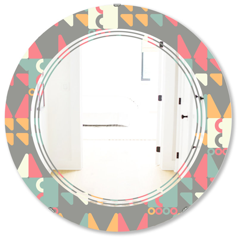 Miroir mural sans cadre à triple c abstract design v modern campagne, 31,5 po x 31,5 po