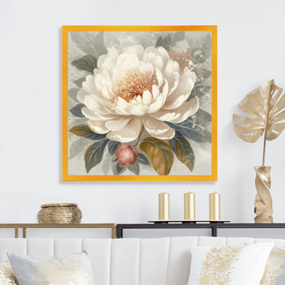 Pivoine blanche grise en mouvement III Pivoine grise blanche en mouvement III, reproduction d'art sur toile