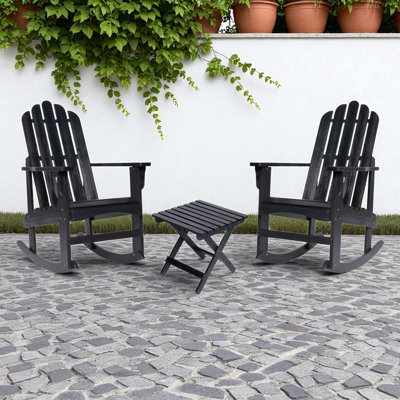 Brently Wood Adirondack Rocking Chair and Table Set