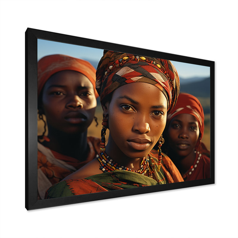 Tribu africaine Cielke, portrait de Xhosa II sur toile, Cadre photo noir, H 12 po x l 20 po x P 1 po