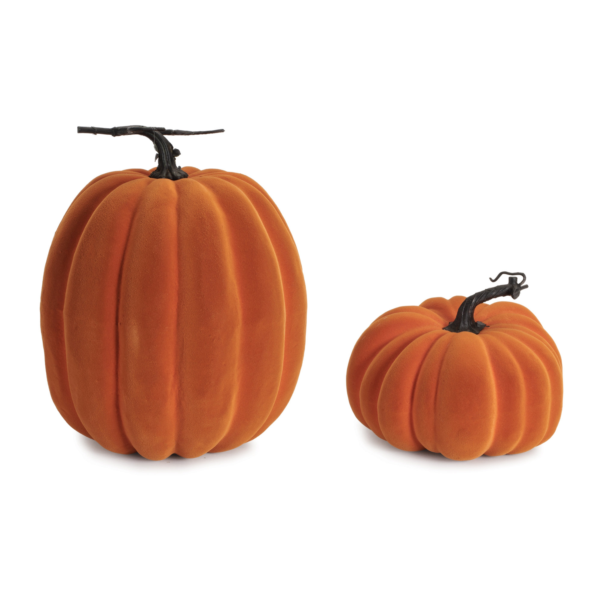 August Grove® Velvet Textured Pumpkin Accent Set (Set of 2) | Wayfair