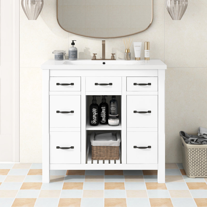 Meuble-lavabo de salle de bain avec lavabo encastré, armoire de rangement moderne