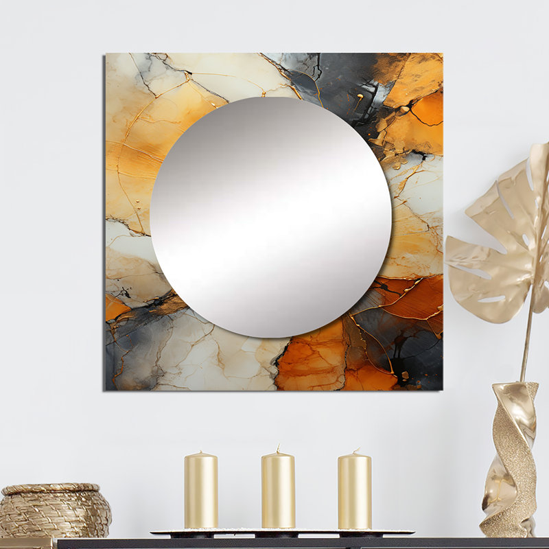 Encaustic Spirals II - Abstract Large Square Mirror Wall Decor For Bedroom, 36" x 36"