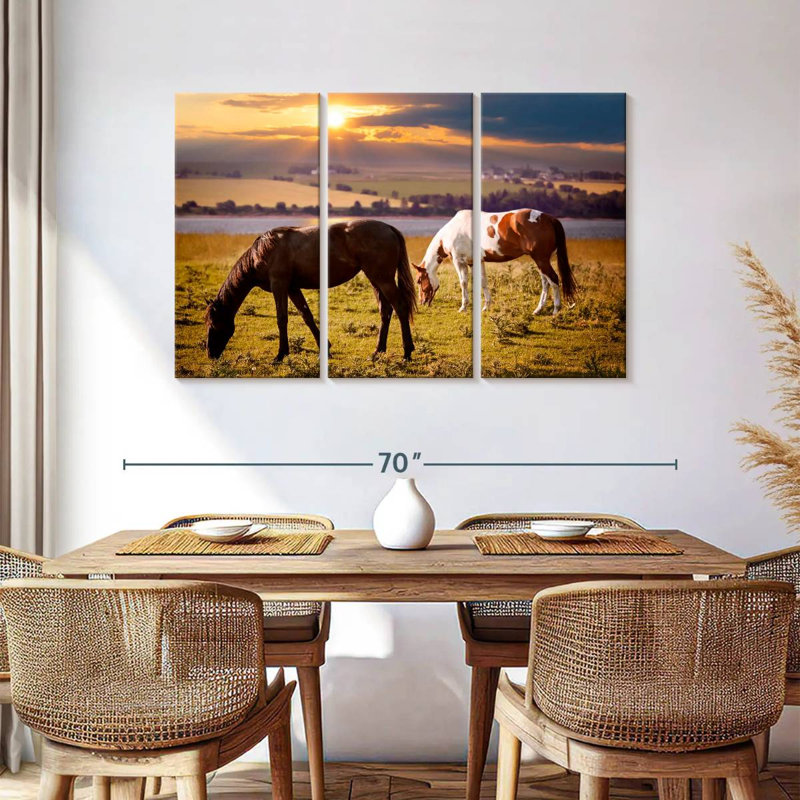 Horses On Pasture, 36" H x 57" W