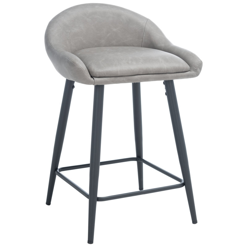 Hallam Upholstered Counter Stool with Metal Frame, Gray