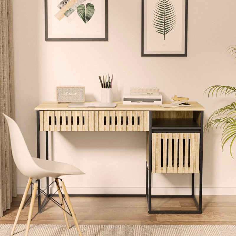 Desk,Computer Desk,Dresser,With Drawers / Storage,Easy Assembly,Metal Frame,Modern Minimalist,Vertical stripe element