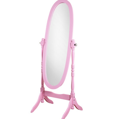 Miroir en bois à finition rose - Réflexion complète, inclinable, pieds incurvés avec support inclinable, support stable