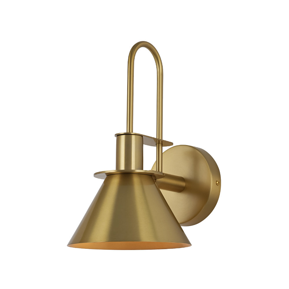 Jacoline Single Light Dimmable Armed Sconce, Aged Brass