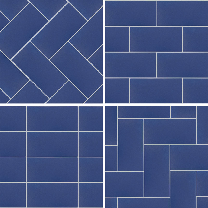 Piscina Brick 9-5/8 In. X 19-1/2 In. Porcelain Floor And Wall Tile, Blue
