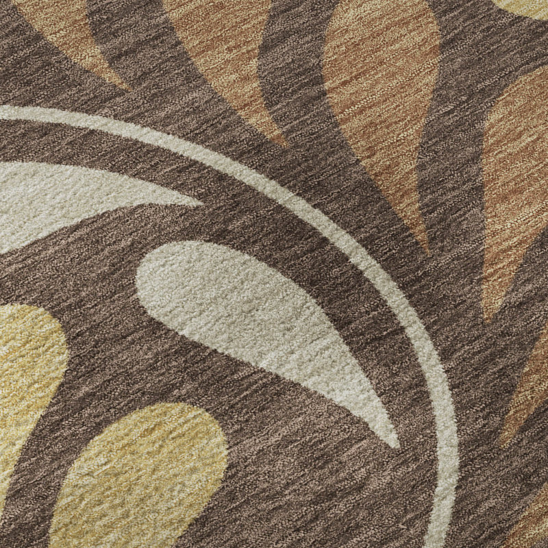 Premium Machine Washable Mayfield AMF2411 Floral Rug, Fudge, 9' x 12'