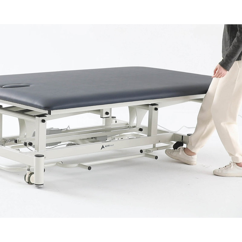 Adjustable Blue Leather and Steel Therapy Table