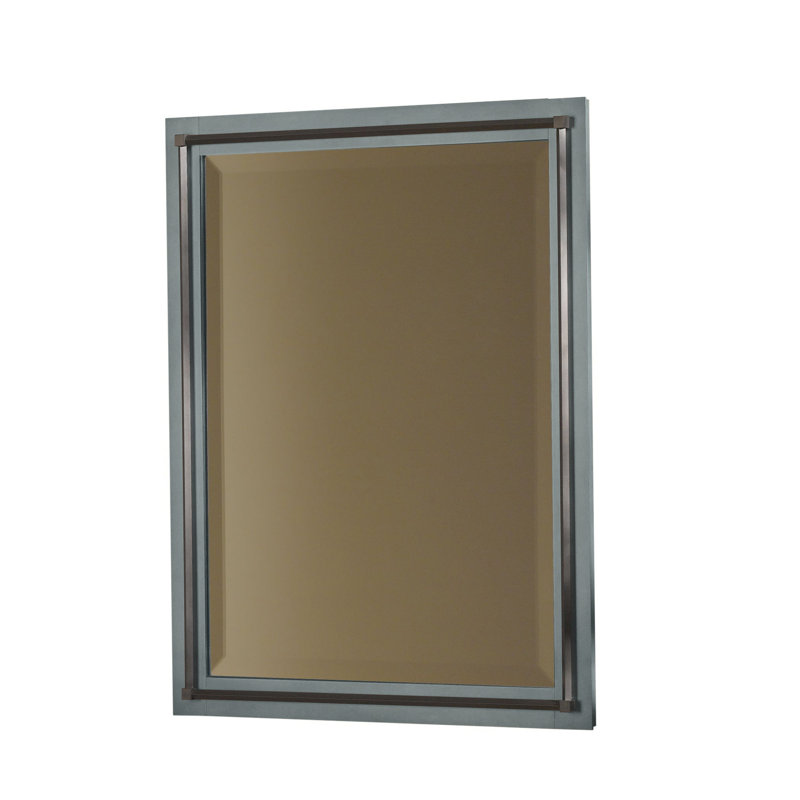 Rook Industrial Beveled Accent Mirror, Vintage Platinum