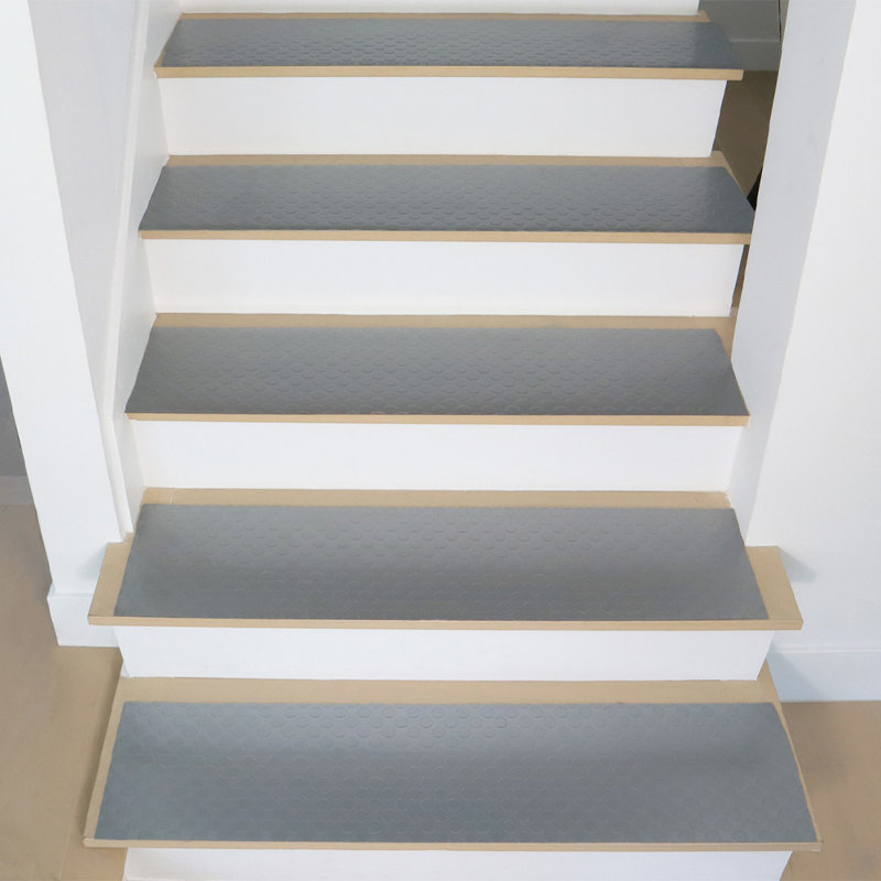 Tapis de marche en caoutchouc caoutchouté "Coin-Grip" (paquet de 6) - 2,5 mm, Argent argent, Rectangle 10 po x 4 pi