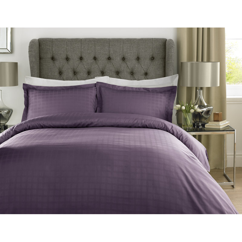 Honey-Mae Satin Duvet Cover with Pillowcases Included, Double - 2 Standard Pillowcases, Purple