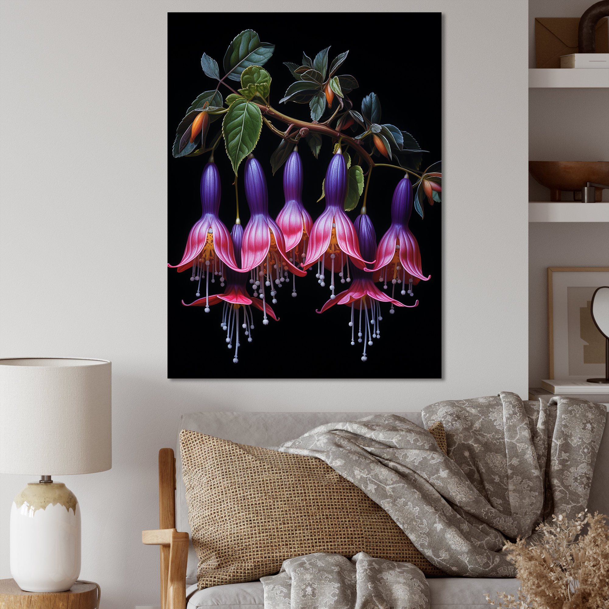 Winston Porter Purple Blossom Cascade Fuschia Flowers - Fuschia Wall ...