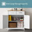 Buffet moderne blanc, 26 po x 30 po, 2 portes, 2 tiroirs, tablettes réglables, tiroirs anti-chute - blanc et chêne